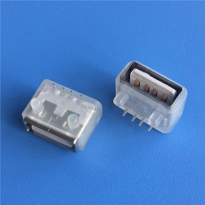A母臥式防水 USB 10.0短體 4P/90度防水USB插座 帶防水硅膠