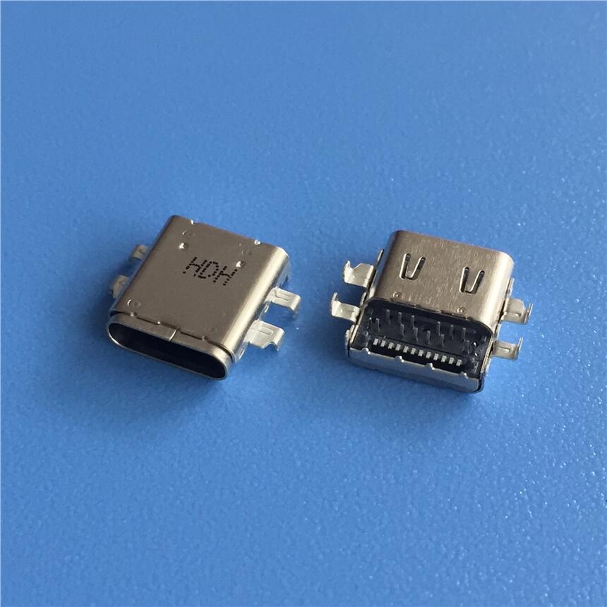 TYPE-C 24P沉板母座 USB 3.1 四個固定腳沉板式 DIP+SMT