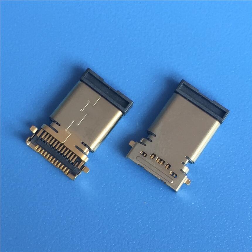 TYPE C 沉板雙貼公頭 USB 3.1 24P/雙排貼片公頭 固定腳前貼后插