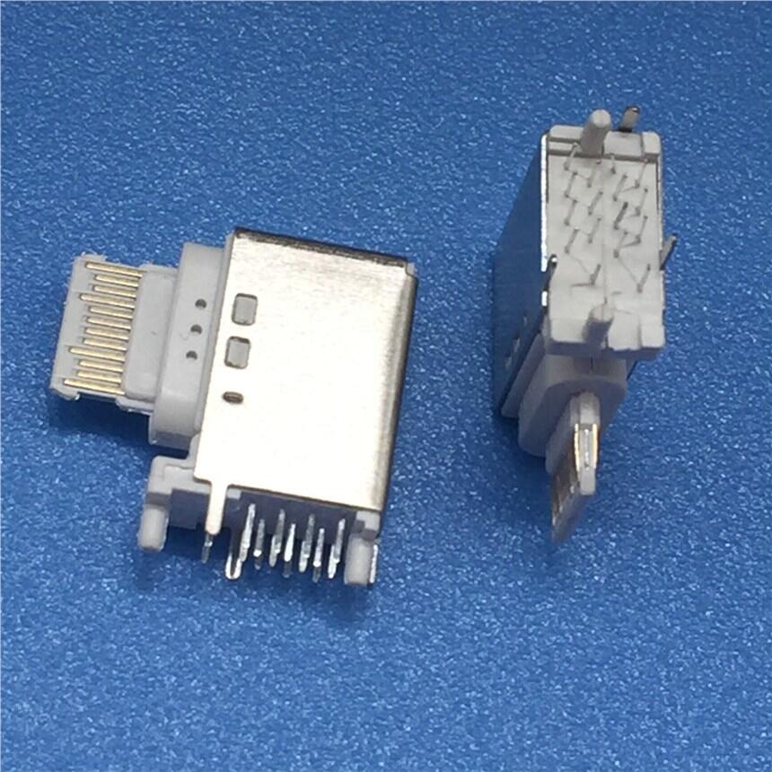 TYPC 16P側(cè)插母座 蘋果充電器插頭 USB 3.1 側(cè)立式插座 白色