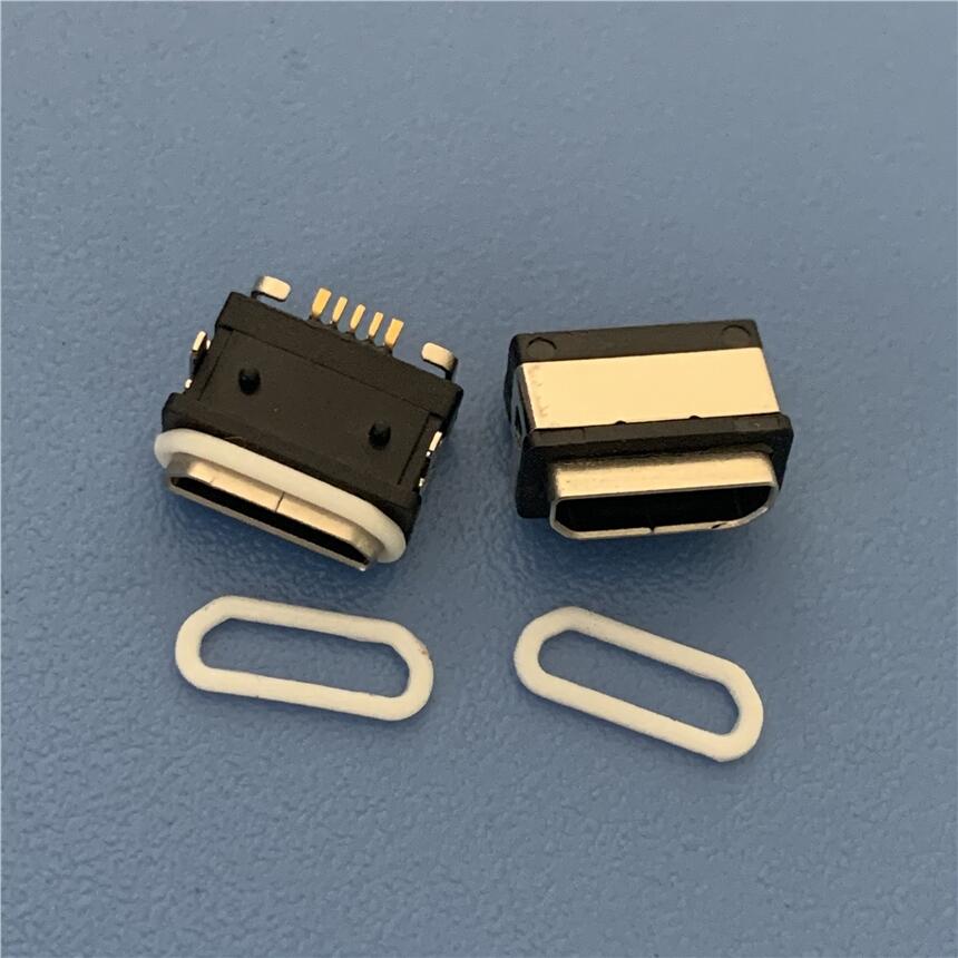 MICRO 防水母座 貼板式SMT防水USB 邁克B型全貼防水插座 IPX8防水等級
