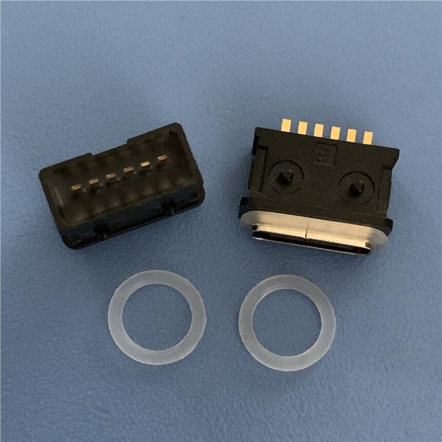 TYPE C 6P直插防水母座 USB 3.1 6P立式插板防水插座 IP67防水等級(jí)