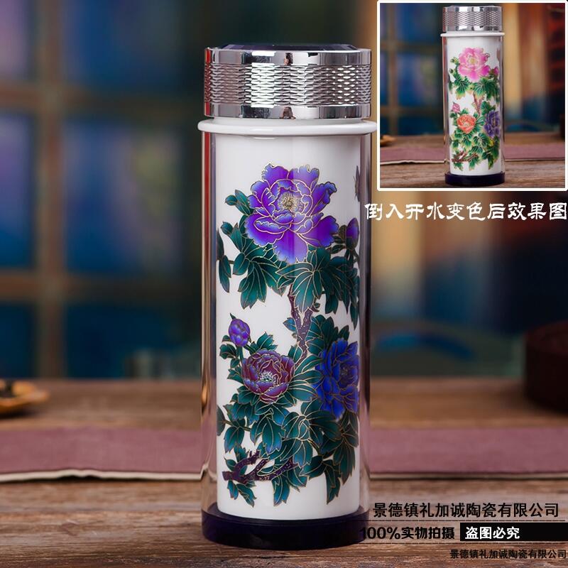 雙層保溫杯 陶瓷養(yǎng)生杯 禮品杯子定制LOGO