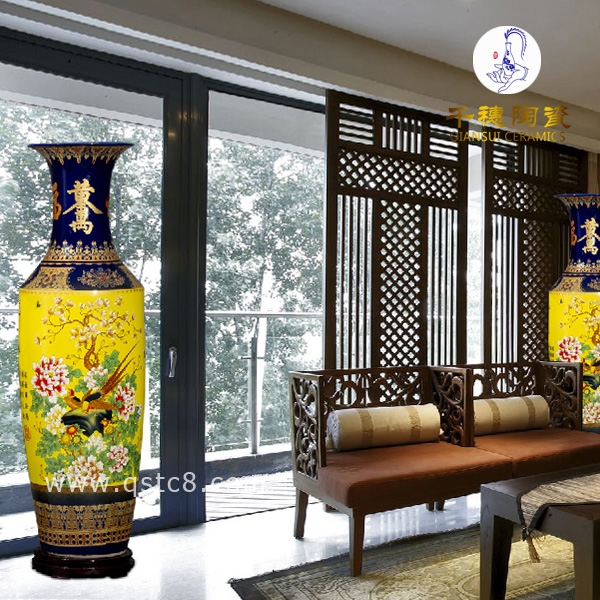 景德鎮(zhèn)落地大花瓶擺件定制批發(fā)_酒店大廳落地大花瓶?jī)r(jià)格
