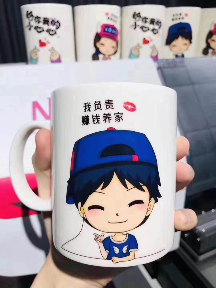3D茶杯噴繪效果展示9060UV噴繪機廠家