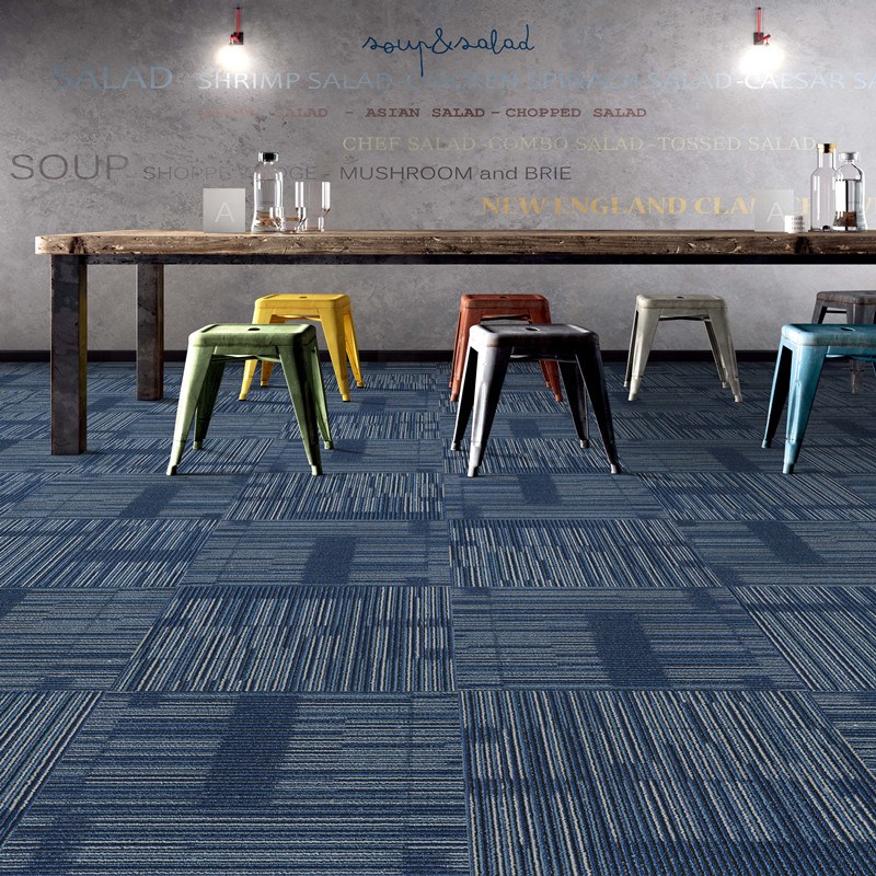 辦公室條紋瀝青底方塊地毯家用臥室客廳全滿(mǎn)鋪拼接地墊加厚