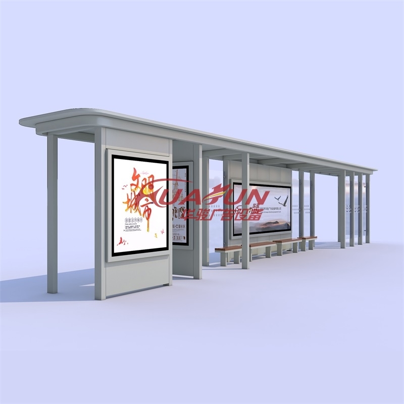 公交候車亭是如何生產(chǎn)的 華駿智能候車亭戶外不銹鋼候車亭制作
