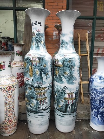 政府大廳裝飾大花瓶，景德鎮(zhèn)高檔錦繡前程落地大瓷瓶