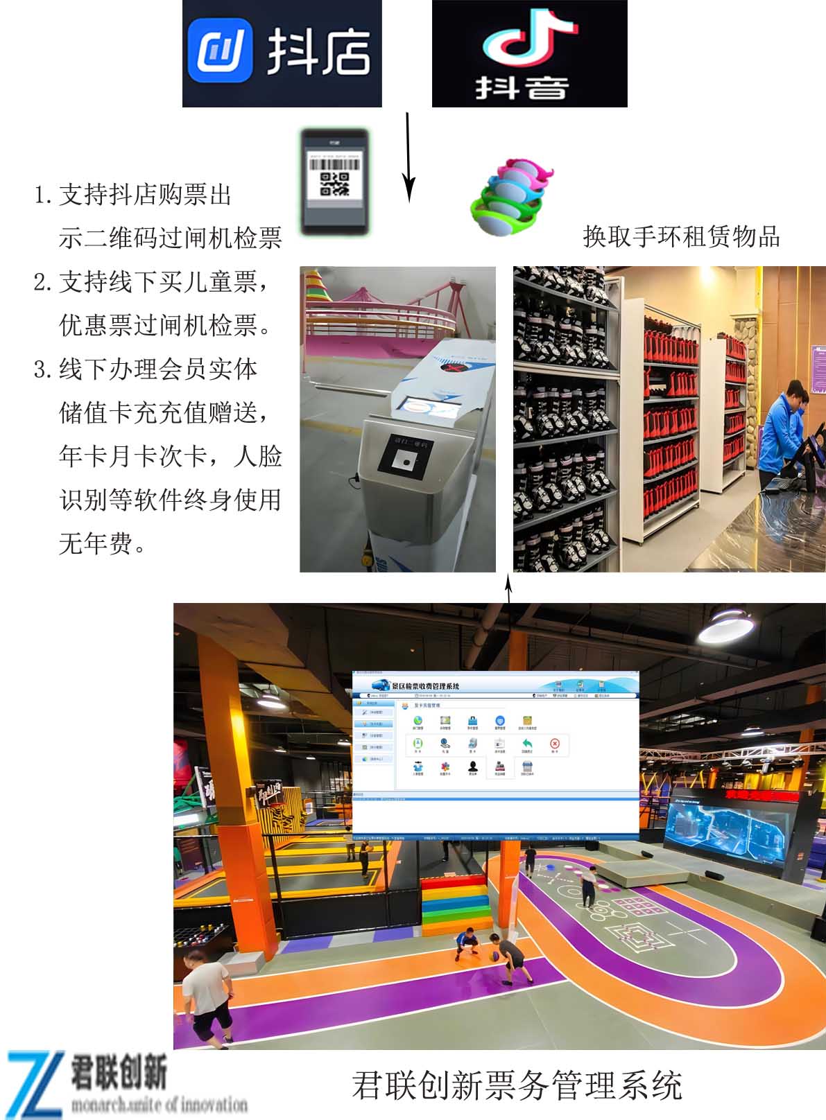 蹦床館閘機掃碼計時 人臉識別年卡檢票系統(tǒng) 防亂入貴港