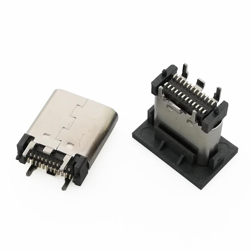 TYPEC 3.1母座24P立式貼片9.310.5 四腳插板 帶后塞