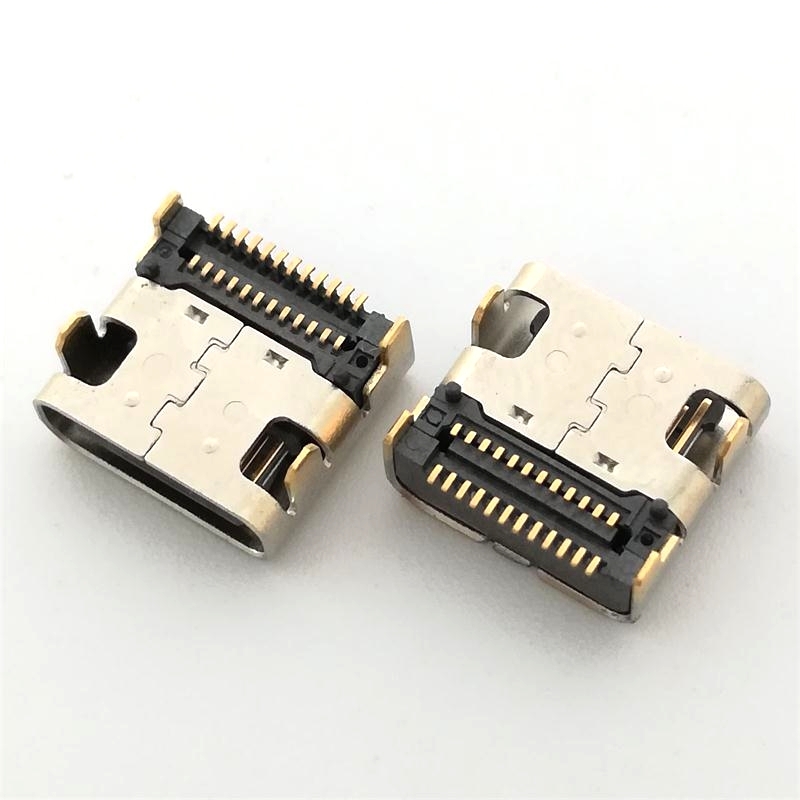 USB 3.1typec母座24P四腳插板 雙排貼片SMT鍍金 帶彈無彈