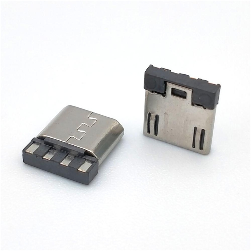 MICRO USB 5P公頭焊線式超短體前五后四有彈7.65長 邁克公頭