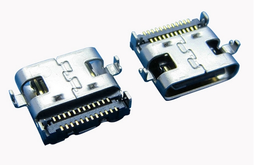 USB3.1C母24P板上雙排貼片有柱