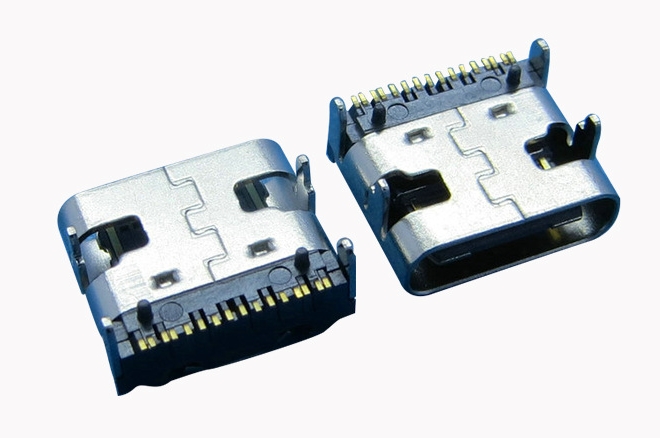 USB3.1C母單排貼片16P四腳插L=7.35