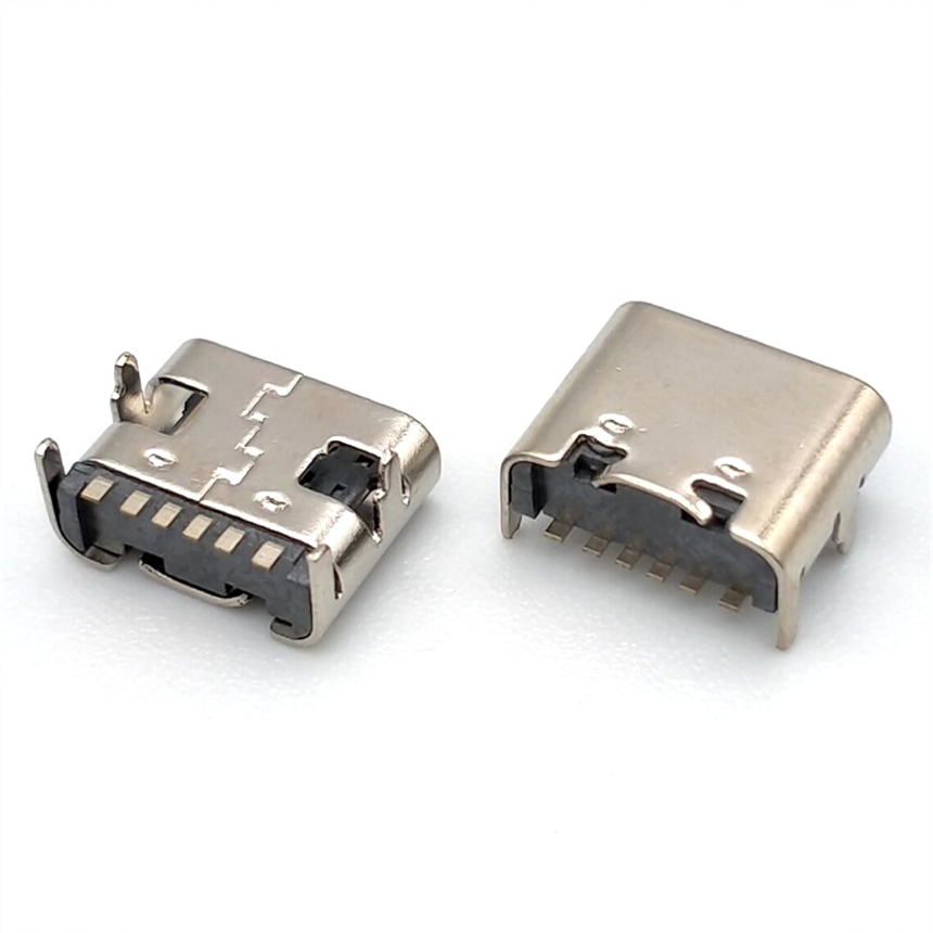 USB TYPEC3.1 6P母座 四腳插板貼片SMT USB連接器