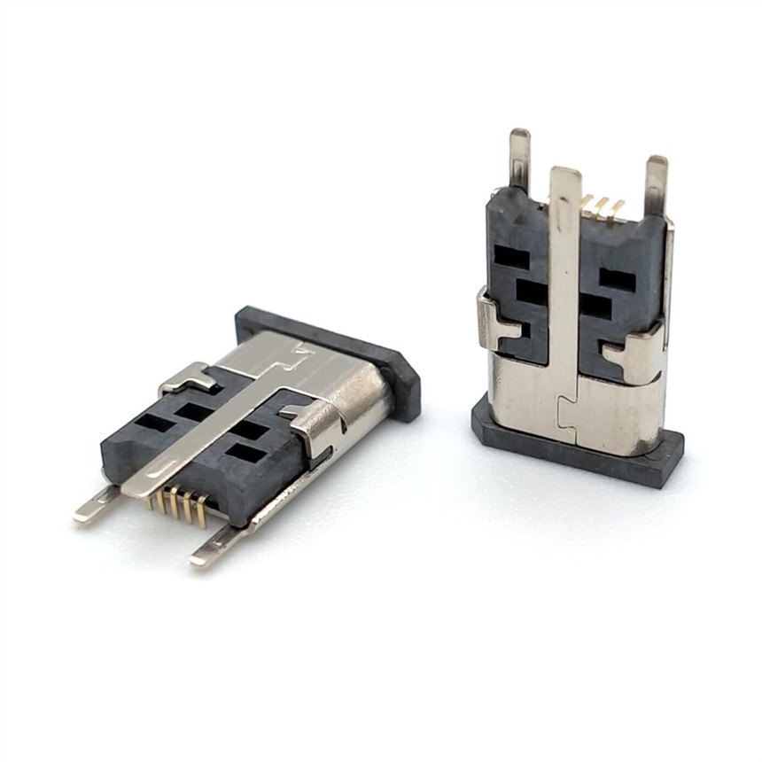 MICRO USB 5P母座立式插板加高10.010.5加長直邊卷邊 編帶