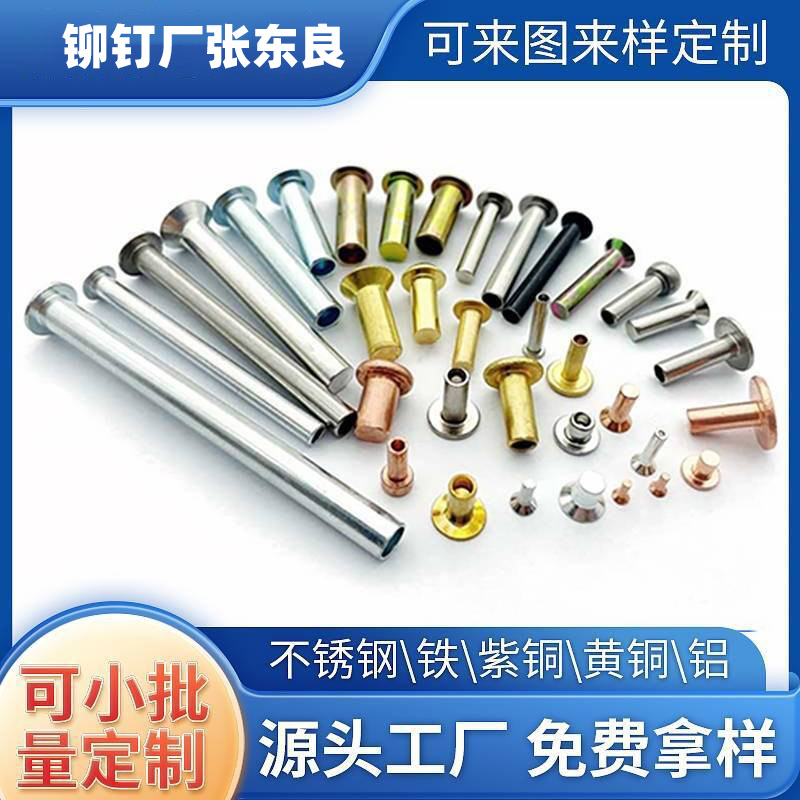半空心鐵鋁黃銅紫銅304不銹鋼實(shí)心鉚釘廠張東良一潤(rùn)博達(dá)一廠家