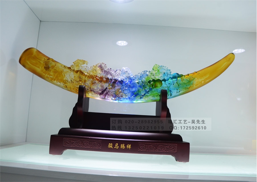 商務送禮象牙琉璃工藝品，上海企業(yè)擺件，定制批發(fā)