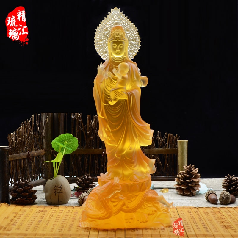 送子觀音琉璃佛像，古法脫蠟琉璃佛像廠家直銷