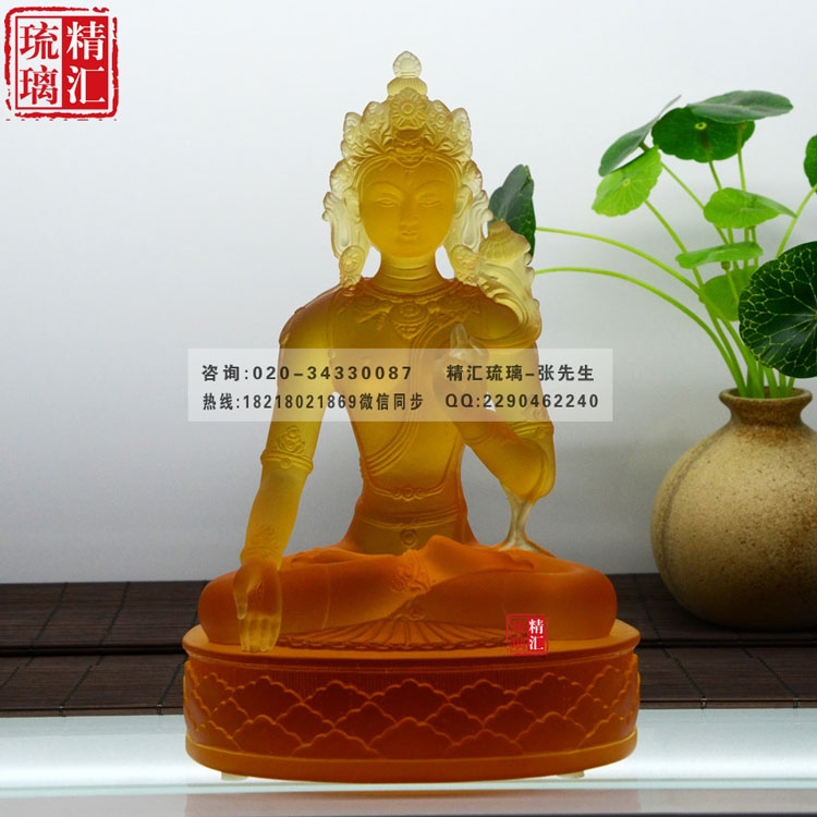 準(zhǔn)提佛母琉璃佛像批發(fā)，古法脫蠟琉璃佛像，廣州琉璃工廠