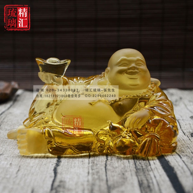 彌勒佛古法脫蠟琉璃佛像，廣州寺廟佛堂佛像批發(fā)定做