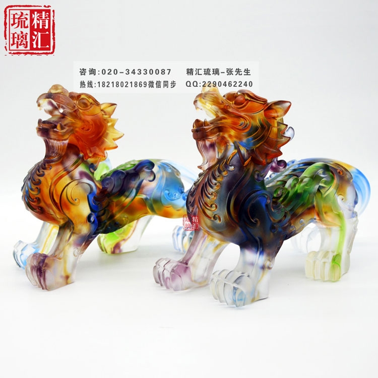 貔貅琉璃擺件，神獸招財(cái)辟邪風(fēng)水?dāng)[件 廣州琉璃生產(chǎn)批發(fā)廠家