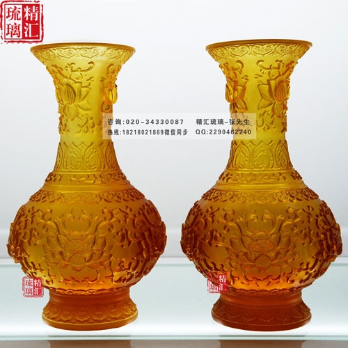 凈蓮花瓶居家裝飾擺件，廣州琉璃藝術(shù)禮品生產(chǎn)廠家