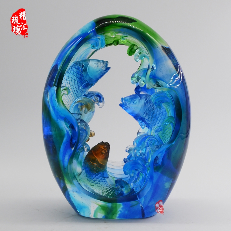 風(fēng)生水起琉璃擺件禮品 居家裝飾擺件，廣州琉璃生產(chǎn)廠家