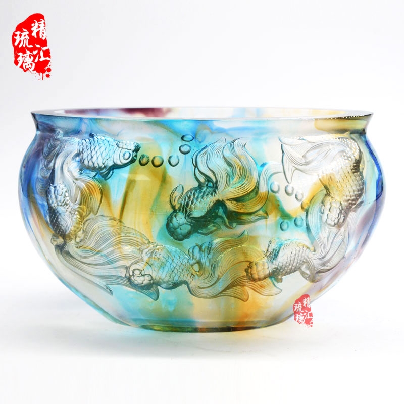 琉璃居家裝飾擺件禮品 龍騰聚寶盆擺件 贈(zèng)送朋友客戶禮品