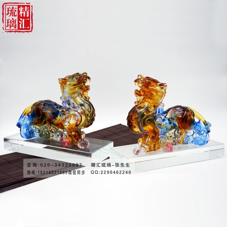 保險(xiǎn)公司禮品 招財(cái)辟邪琉璃貔貅 廣州琉璃批發(fā)廠家