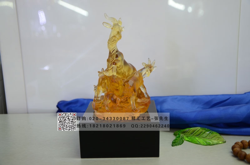 廣州琉璃五羊紀念品，五羊雕像琉璃擺件 特色紀念禮品