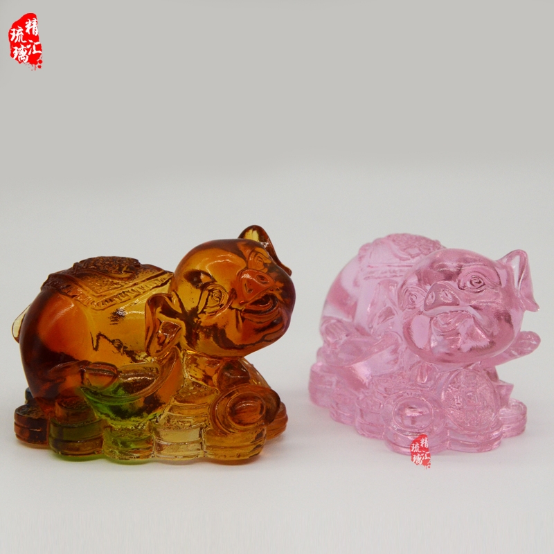 豬年生肖擺件紀(jì)念品 富貴豬琉璃禮品 贈(zèng)送嘉賓客戶(hù)禮品