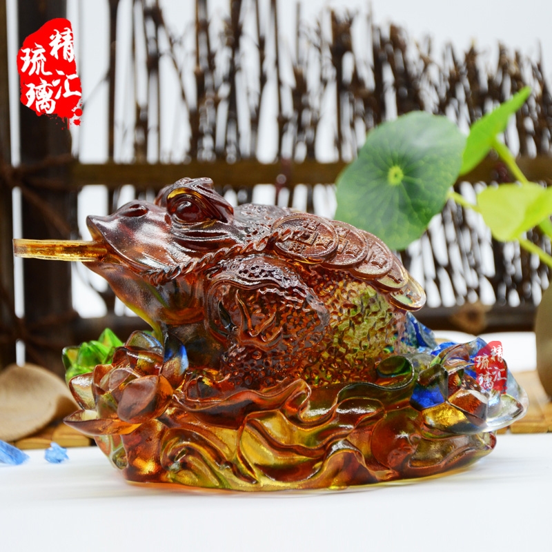 招財(cái)金蟾琉璃擺件 銀行保險(xiǎn)公司禮品 贈(zèng)送客戶琉璃禮品