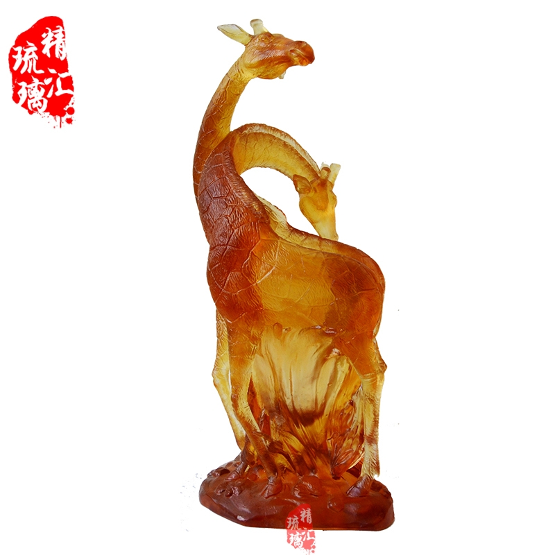 廣州古法琉璃花瓶擺件 長頸鹿琉璃花瓶 居家裝飾擺件