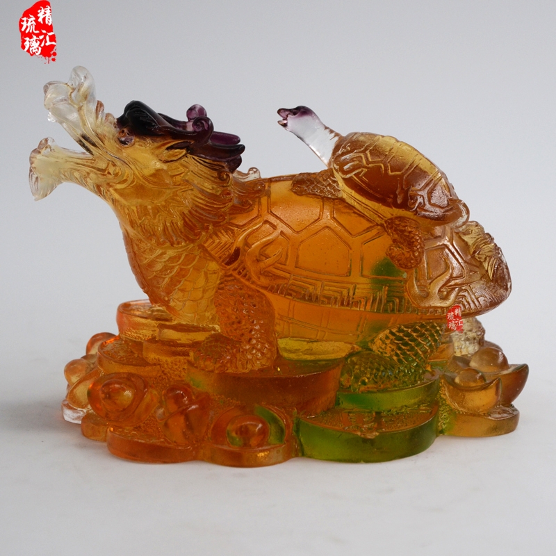 北京天津琉璃工藝禮品擺件 琉璃龍龜 招財母子龍龜