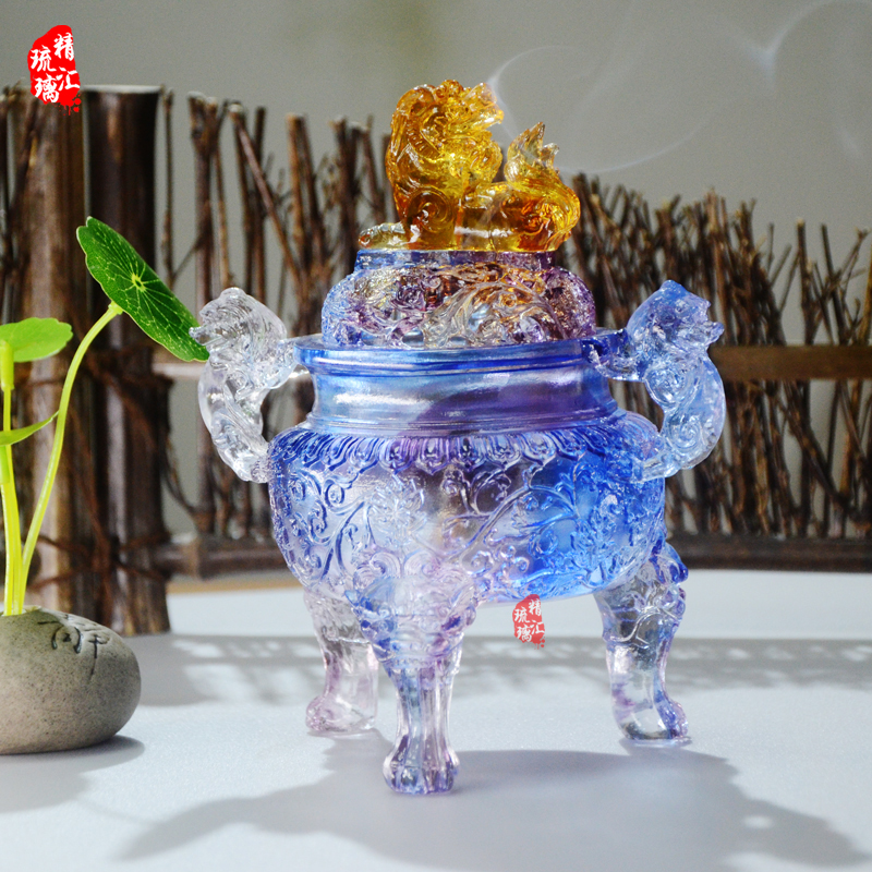 貔貅香爐琉璃擺件狻猊香薰?fàn)t辦公室裝飾禮品深圳琉璃工廠