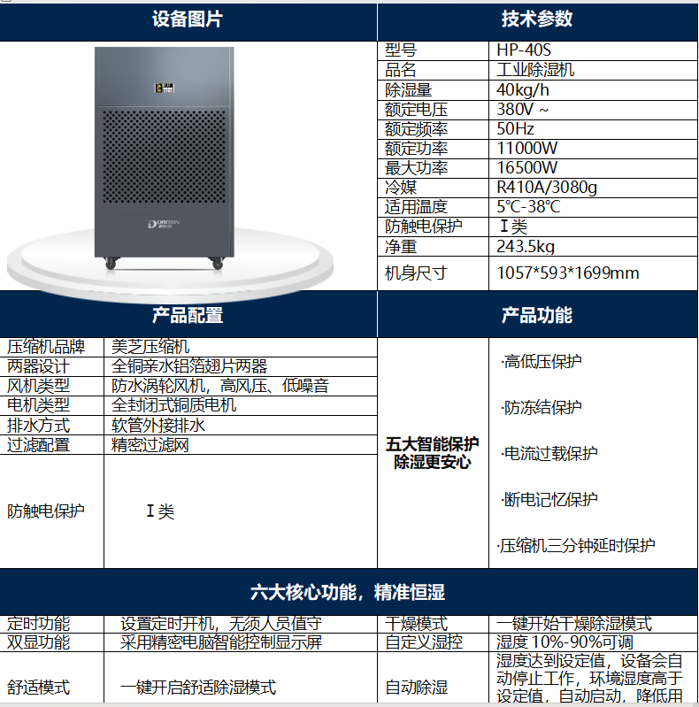多樂信除濕機(jī)HP-40S現(xiàn)貨長沙銷售落地方案咨詢