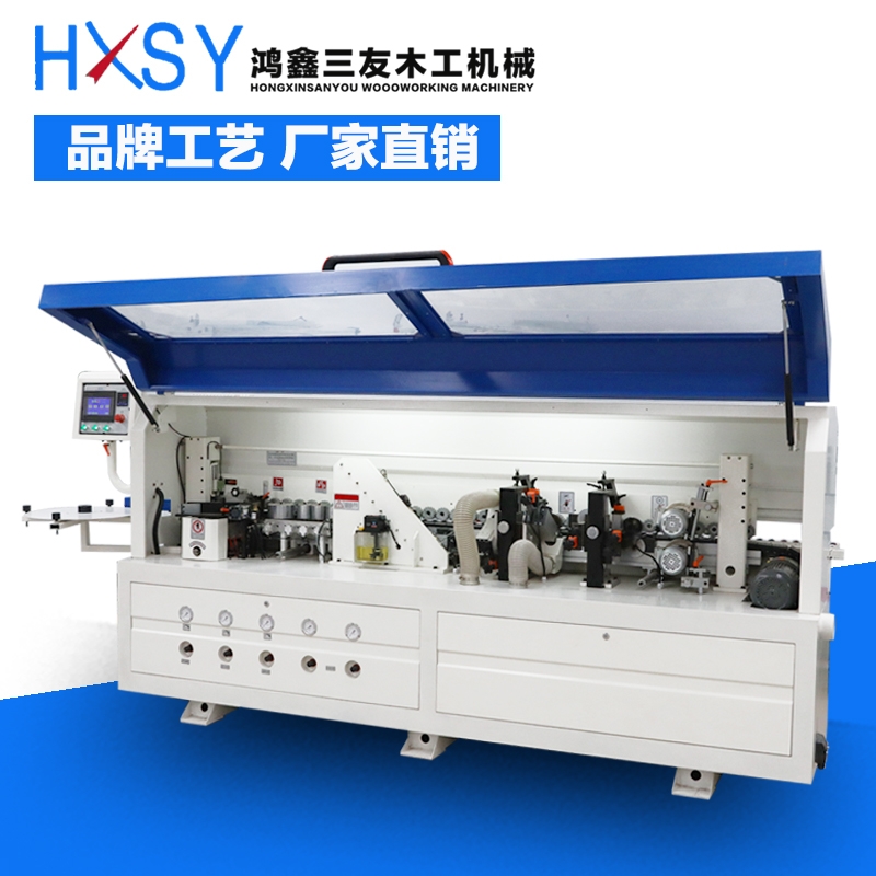 全自動(dòng)封邊機(jī)板材預(yù)熱涂膠直線封邊機(jī)鴻鑫三友木工機(jī)械設(shè)備