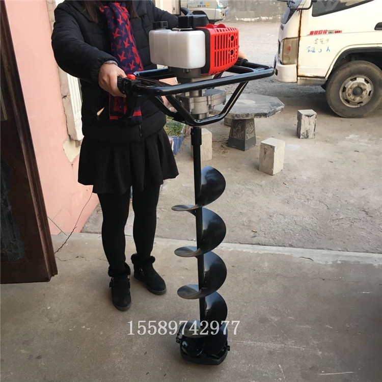 新型汽油動力二沖程鉆孔機(jī) 單人操作螺旋式打窩機(jī)打穴機(jī)