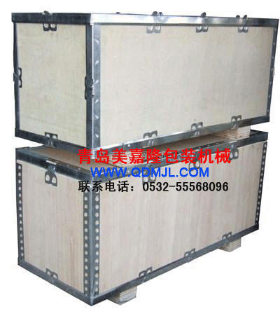 山東青島鎖扣式膠合板箱，山東青島鐵邊木箱，山東青島木箱鐵護(hù)角