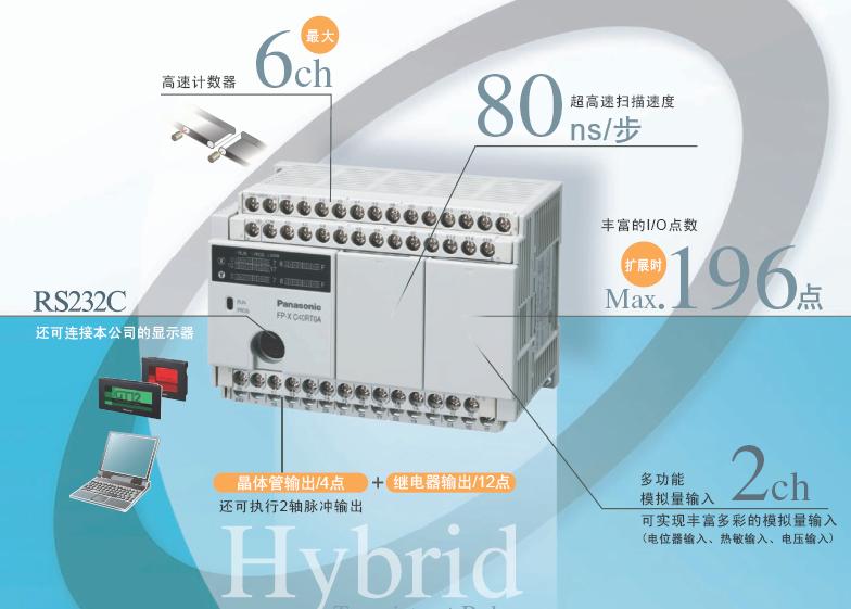 配合有晶體管和繼電器輸出的混合、低成本的小型PLC AFPX-C40RT0A