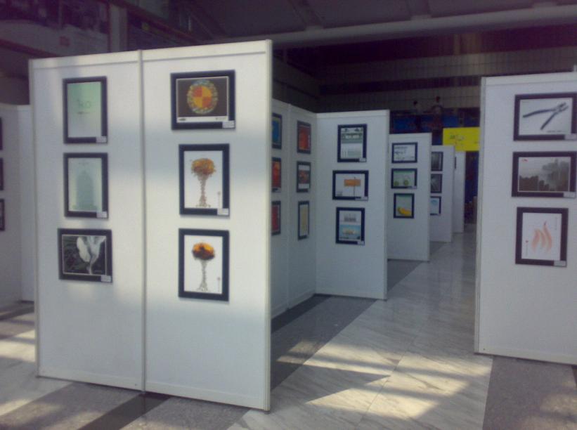 鋁合金屏風，書畫展覽屏風 八棱柱展板搭建 攝影展展示展出作品展板