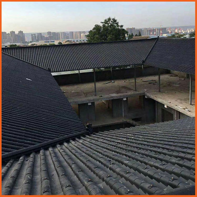 濟(jì)南一體仿古樹(shù)脂瓦ASA合成樹(shù)脂裝飾瓦防火屋頂瓦按尺定制