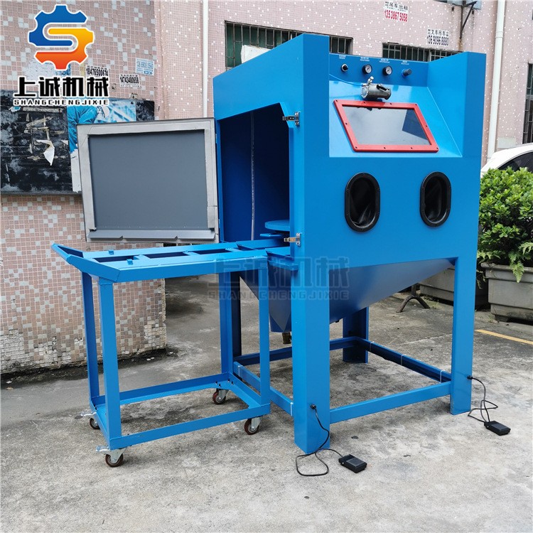 不銹鋼濕式手動(dòng)噴砂機(jī)大型模具推車轉(zhuǎn)盤噴沙機(jī)鍍膜清理噴砂設(shè)備