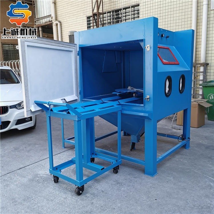 1212推車轉(zhuǎn)盤手動(dòng)噴砂機(jī)上誠(chéng)重型模具清理噴砂機(jī)