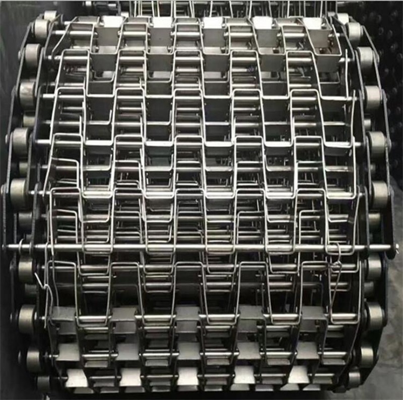 長城網(wǎng)帶316金屬片傳送履帶耐酸堿腐蝕電池廠用U型馬蹄鏈