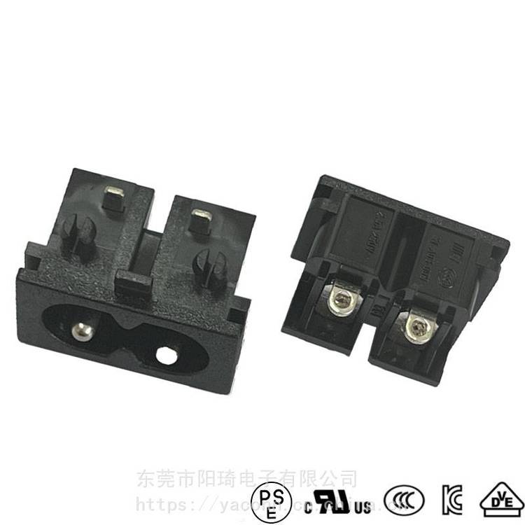 陽(yáng)琦供應(yīng)22x15八字座焊線(xiàn)式8字插座耐溫料AC電源插座