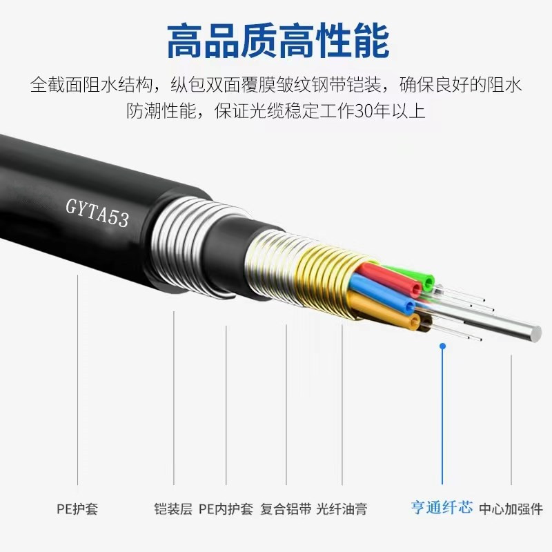 24芯GYTA53光纜通馳光電GYTA53-24B1單模鎧裝直埋
