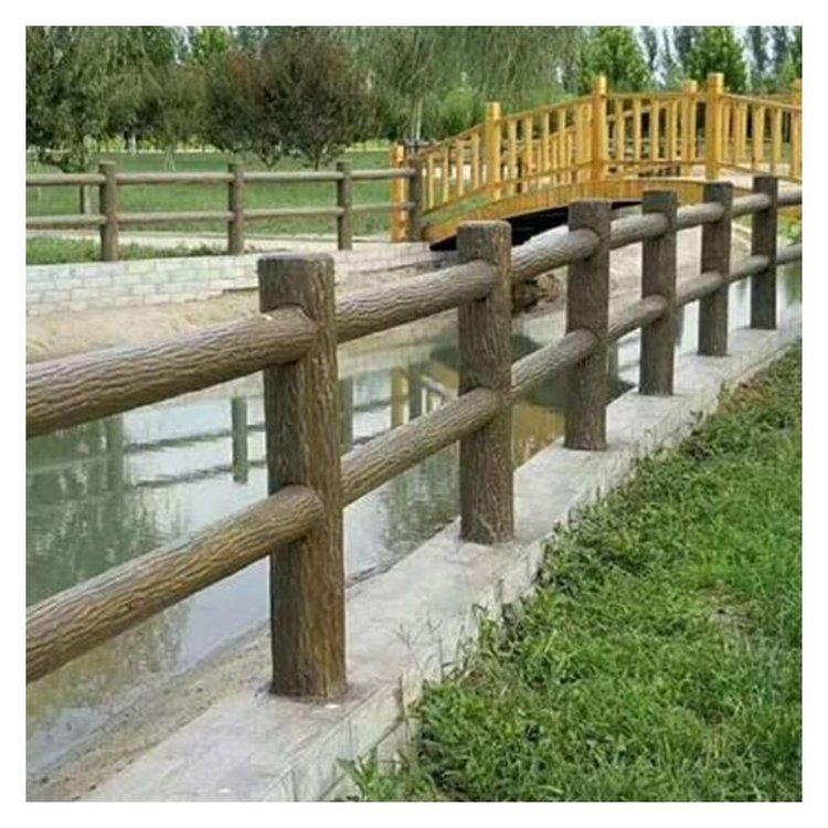 仿樹皮護欄桿水庫新農村建設防腐木河道欄桿異形仿樹藤樹皮護欄