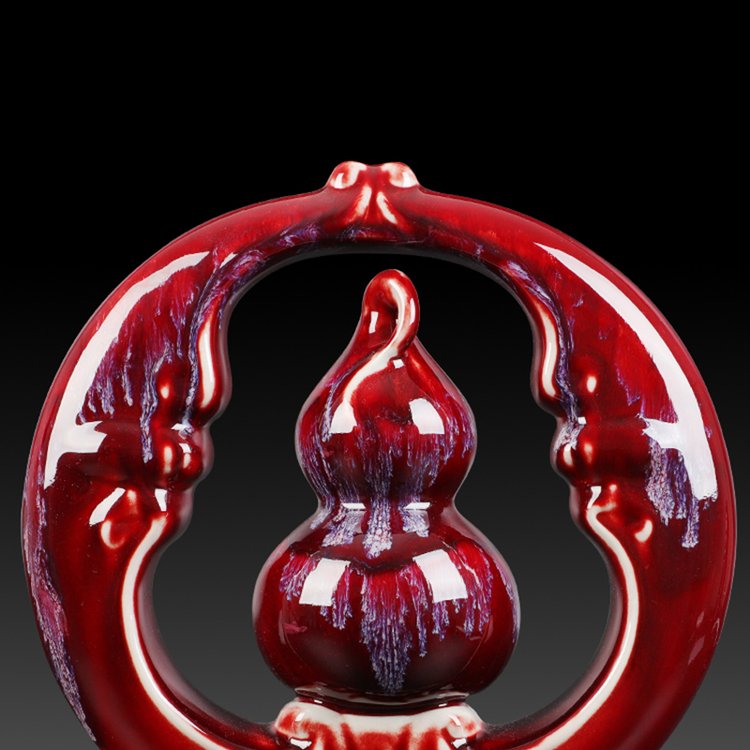 仿古鈞瓷雕塑家居博古架擺件窯變福中福陶瓷工藝品裝飾禮品